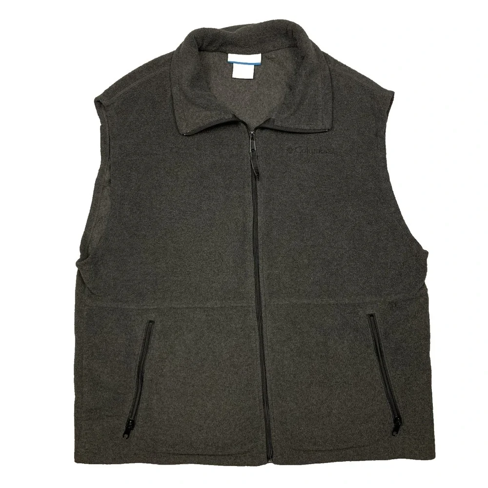 Columbia Cathedral Peak Vest Mens Large Gray Full Zip Outdoor Fleece‎ WM1480